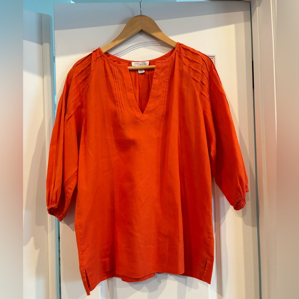 Nordstrom Orange Linen Blouse